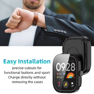 สายรัดซิลิโคน + เคสป้องกันกระจกสําหรับ Xiaomi Redmi Watch 5/4 ตัวป้องกันหน้าจอพร้อม (เครื่องมือติดตั้งง่ายฟิล์ม)
