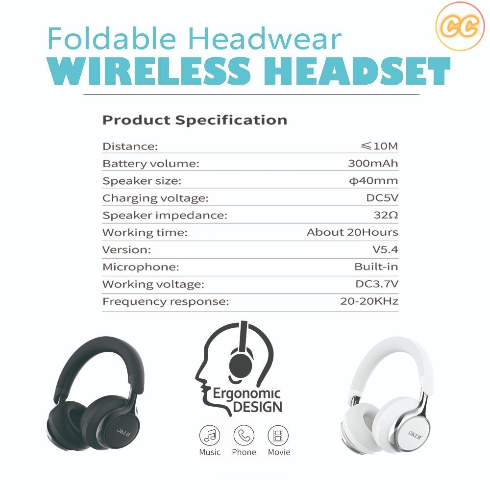 ✅แท้100% OKER F988 HEADPHONE BLUETOOTH 5.4 หูฟังบลูทูธ ไร้สาย WIRELESS HEADSET with MIC หูฟังครอบหู พร้อมไมโครโฟน