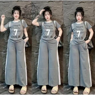 ชุดเซ็ต 2 ชิ้น เสื้อ+กางเกง S283 งานสกรีนลาย กางเกงทรงกระบอก เอวยางยืด มีกระเป๋าข้าง ผ้าหนังไก่ พร้อมส่ง