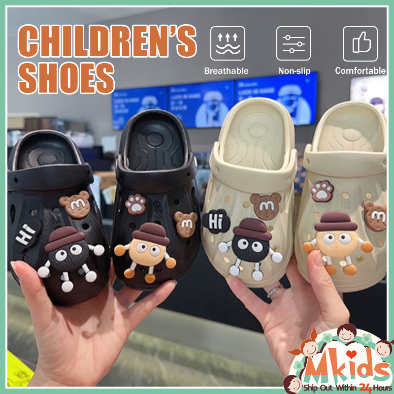 [ส่งจากในประเทศ🚚] รองเท้าแตะสําหรับเด็ก 3-10 ปี ฤดูร้อนใหม่น่ารักลูกบอลถ่านหินขน