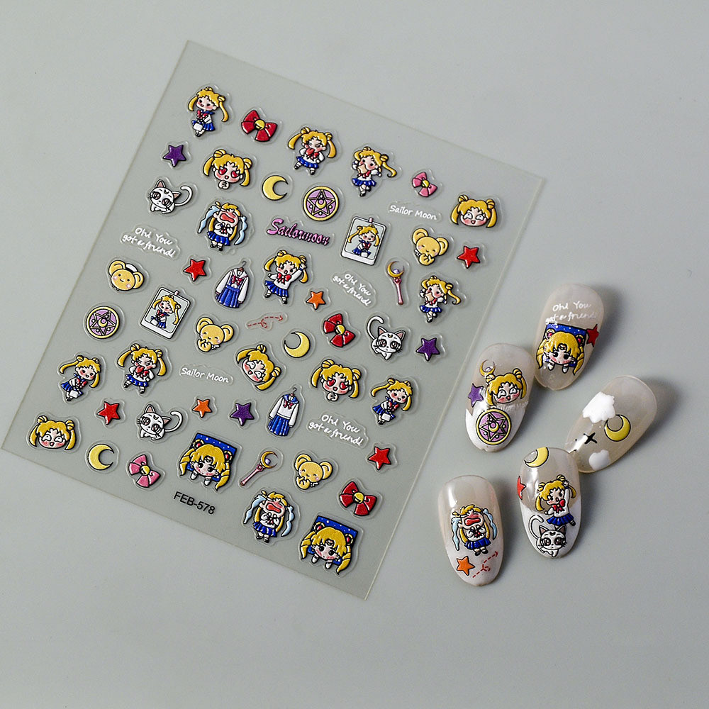 สติ๊กเกอร์ติดเล็บเซเลอร์มูน สติ๊กเกอร์แต่งเล็บ ดีไซน์ 3 มิติ - รูปที่ 4