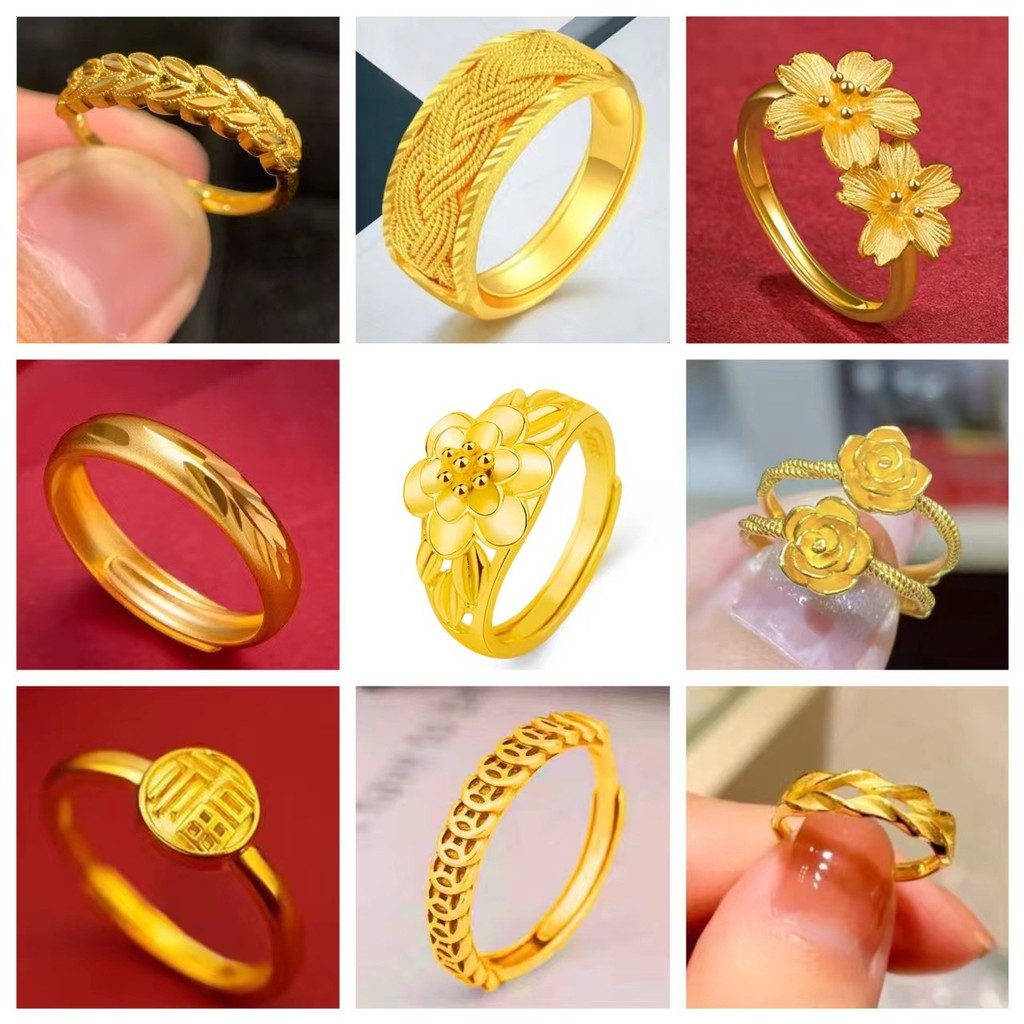 หลายรูปแบบแหวนชุบทองผู้หญิงดอกไม้แหวนนิ้ว24เคชุบทองผู้หญิงผู้ชายเครื่องประดับ