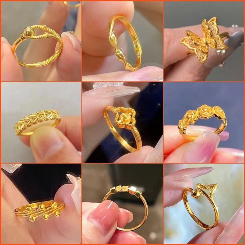 แฟชั่นเกาหลีทองโชคดีแหวนมงกุฎฝรั่งเศสเปิดแหวนปรับของขวัญขายส่ง