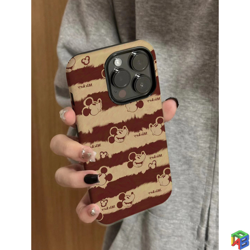 มิกกี้น่ารักสําหรับเคสโทรศัพท์ Apple 15/16/17 Pro Max iPhone 14 Pro Max ฟิล์ม 13/12/11 Promax xsmax เคสป้องกันการล่มสลาย