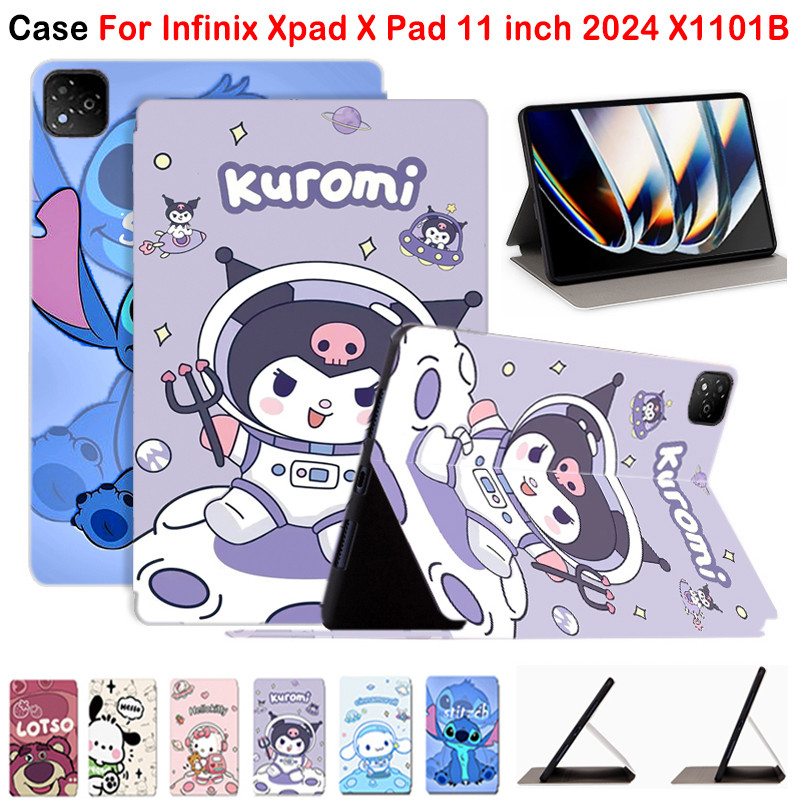 สําหรับ Infinix Xpad X Pad 11 นิ้ว X1101B 2024 แฟชั่นการ์ตูนอะนิเมะรูปแบบกรณีแท็บเล็ต Infinix Xpad 11 "คุณภาพสูง PU หนังกันกระแทกขาตั้งฝาครอบ