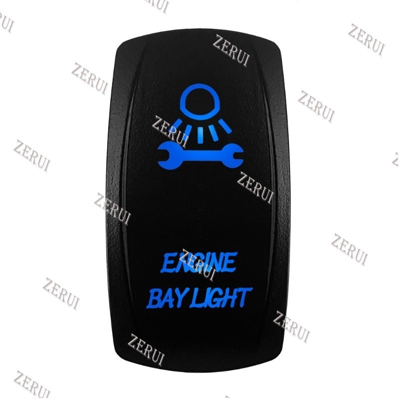 Zr สําหรับ 1 x Rocker สวิทช์โลโก้ ENGINE BAY LIGHT รูปแบบรถเรือ Blue Led 5 Pin Rocker สวิทช์ 12V 20A
