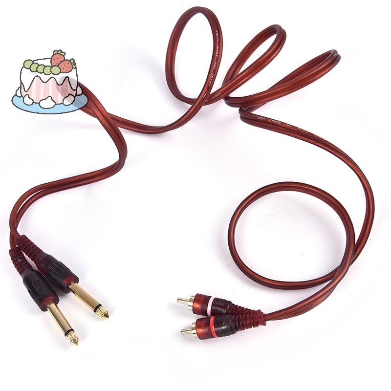 [Sep] สายเคเบิล 1.5 ม. สายสัญญาณเสียงผสมตัวผู้ RCA ตัวผู้เป็นคู่ 6.35 มม. 1/4 นิ้ว
