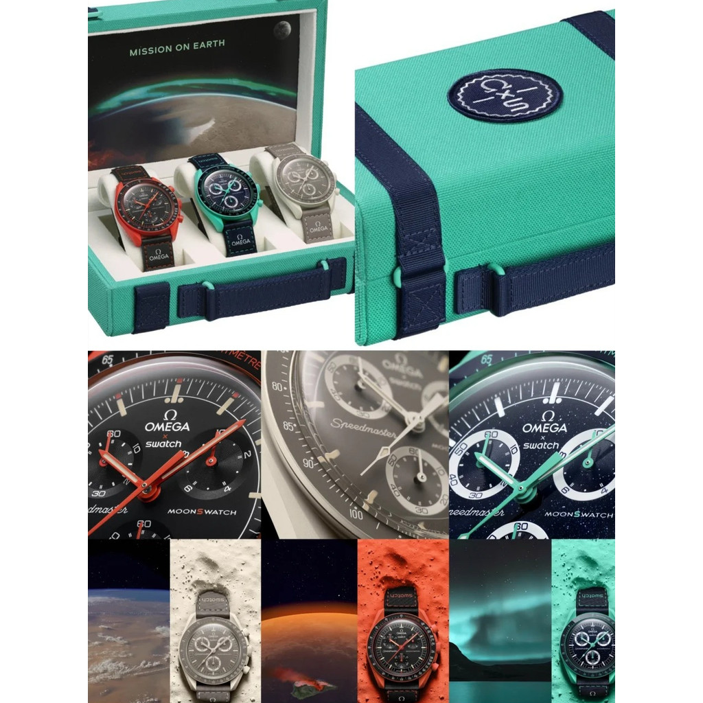 Moonwatch MISSION ON EARTH Man นาฬิกาฟังก์ชั่นเต็มรูปแบบ Quarz Chronograph 40 มม. นาฬิกาข้อมือพร้อมกล่อง