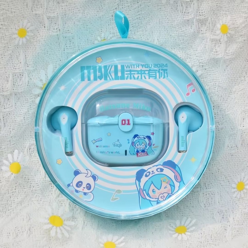 ใหม่ Miku หูฟังบลูทูธอะนิเมะ In-Ear ไร้สาย Hifi Gaming Latency ต่ํา Long Endurance กันน้ําหูฟังที่กํ