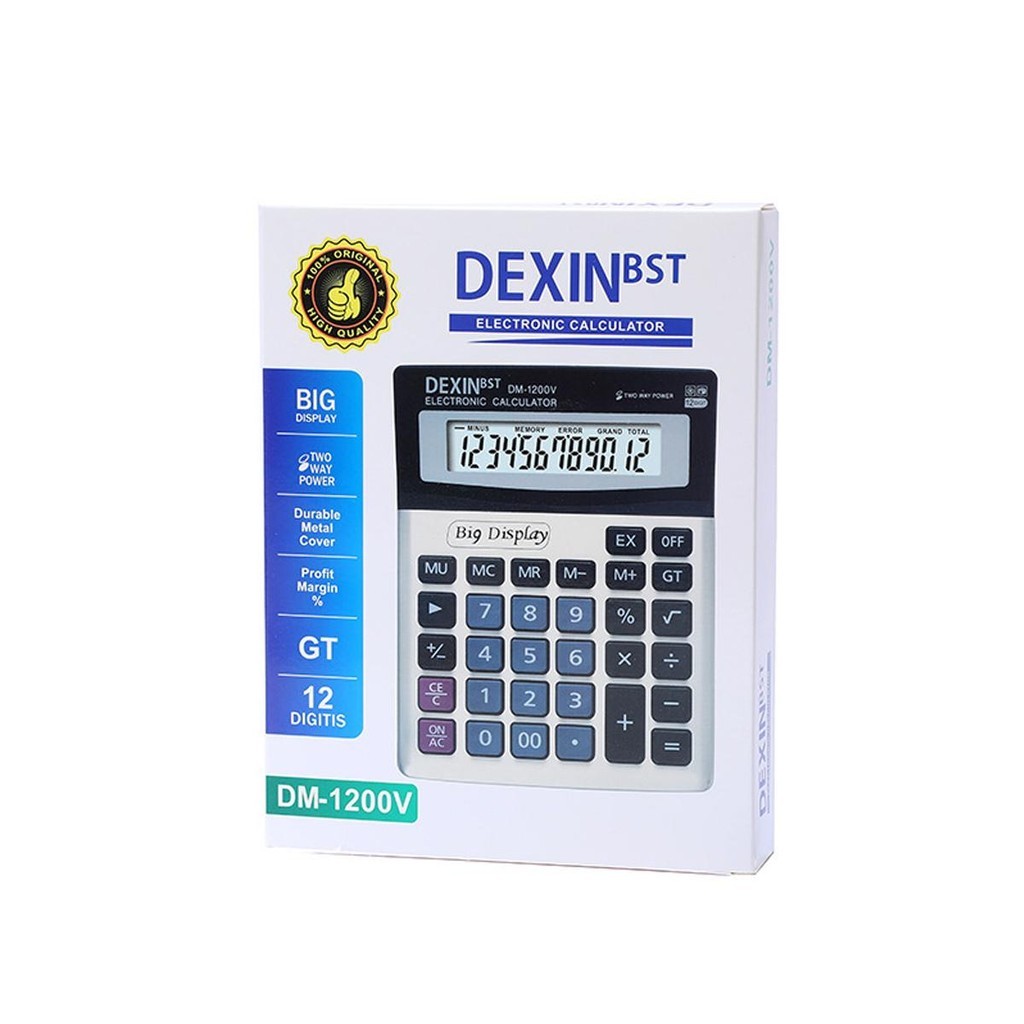 เครื่องคิดเลข Dexin DM-1200V เครื่องคิดเลขตั้งโต๊ะ 12หลัก ทนทาน
