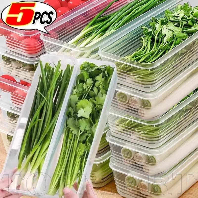 5 ชิ้น Airtight Freshness อาหารคอนเทนเนอร์ - 29 ซม.กล่องเก็บ PP โปร่งใส,การออกแบบป้องกันการรั่วซึมสําหรับสมุนไพร/ผัก,ทําความสะอาดง่ายองค์กร Solution