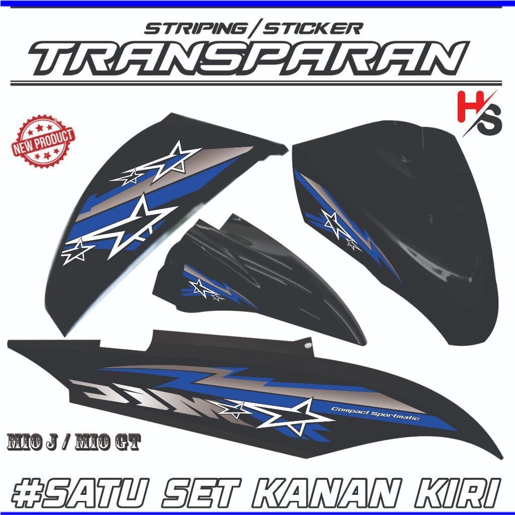 POLET สติ๊กเกอร์ STRIPING TRANSPRAN MOTORCYCLE YAMAHA MIO J/ MIO GT LATEST VARIATION MOTIF SIMPLE CO