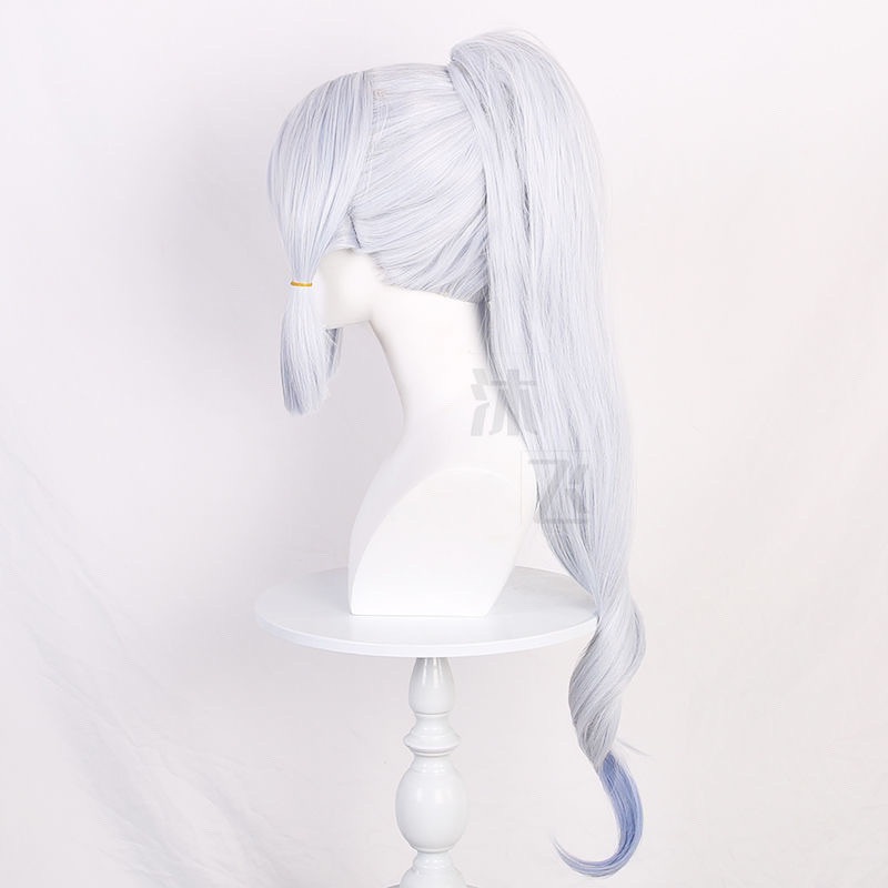Genshin Impact Kamisato Ayaka Cosplay Wig Tiger with horse tail gradient rose net Simulated Scalp He