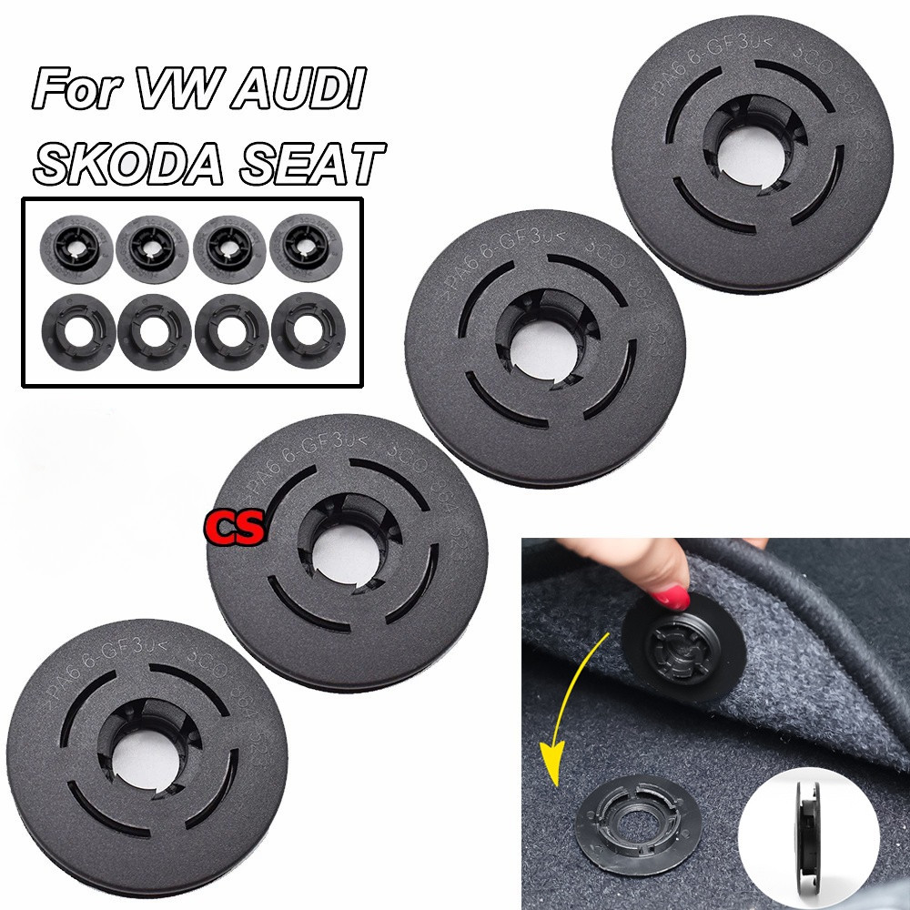 4 ชิ้น / 1 ชุดรถชั้นคลิปรถแผ่นพื้นคลิปรถพรม Fastener Clamps Fixers สําหรับ Audi Skoda VW Passat Polo