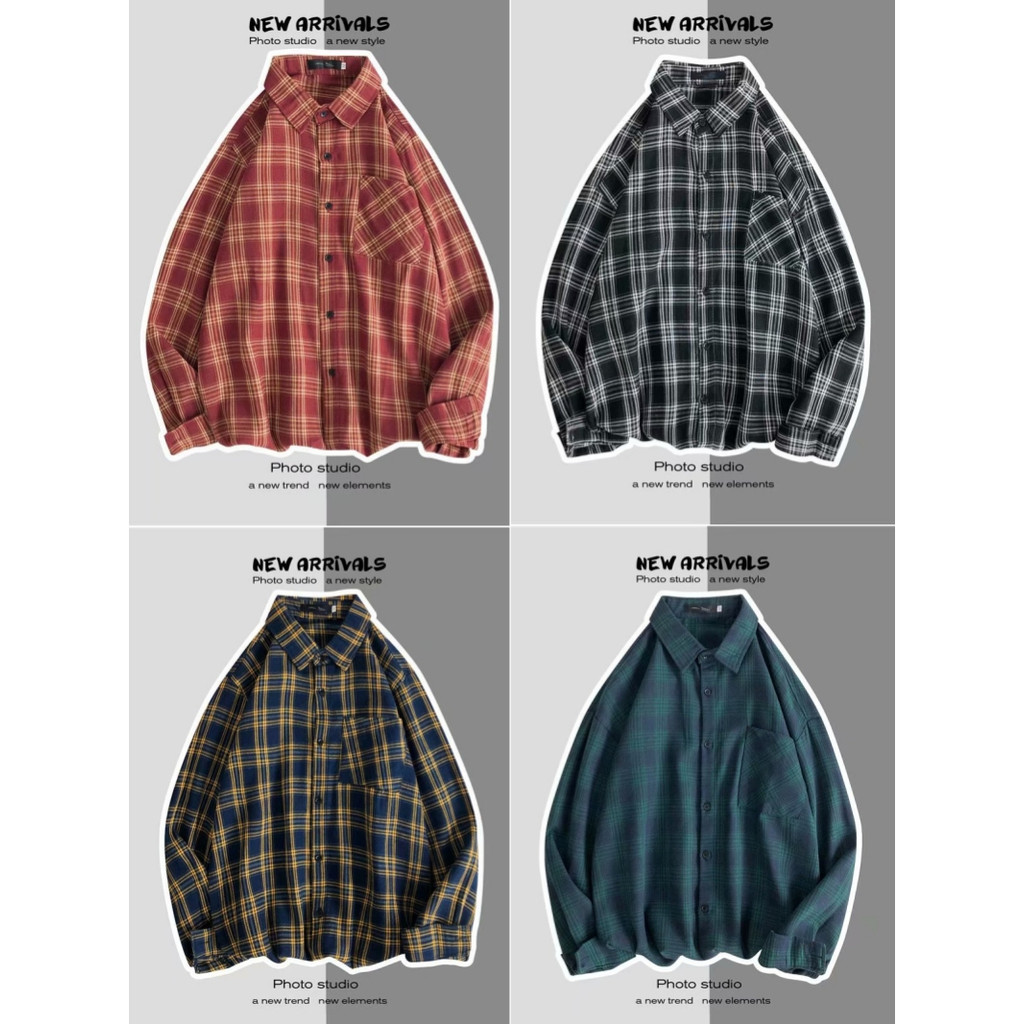 เสื้อลาย เสื้อเชิ้ตแฟชั่นฤดูร้อนชาย ผ้า Cotton (คอตตอน) WMA1867 สี4สี พร้อมส่ง ไซส์ M-XXL ลายสก็อต