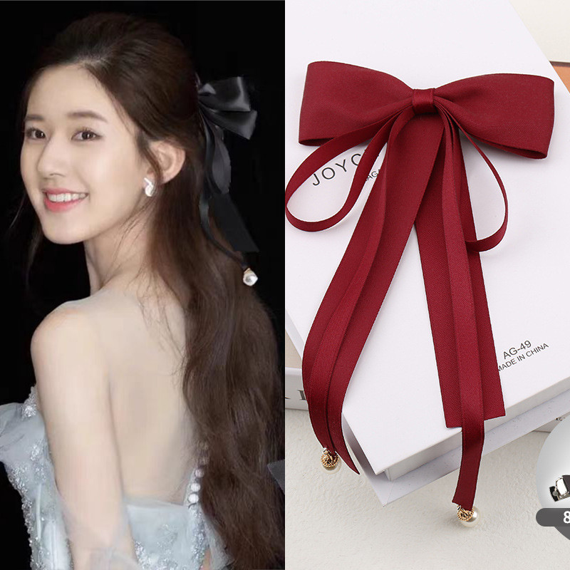 Elegant Bow ฤดูใบไม้ผลิคลิปแฟชั่นเกาหลีริบบิ้นพู่กิ๊บติดผมเครื่องประดับผมสําหรับผู้หญิง