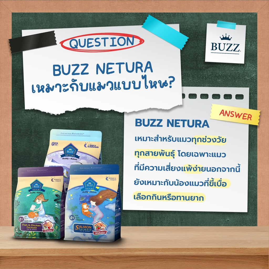 Buzz Netura อาหารแมวเกรดโฮลิสติก เกรนฟรี สูตรลูกแมวและแมวโต เหมาะกับแมวทุกสายพันธุ์ ขนาด 1 กิโลกรัม ราคา ถูกที่สุด ดีลบีเคเค แกลเลอรีภาพที่ 8