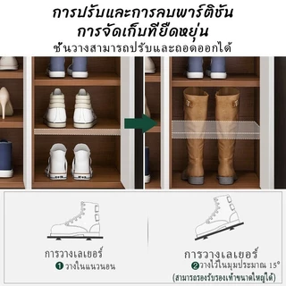 ตู้รองเท้า ชั้นวางรองเท้า ที่เก็บข้อมูลหลายชั้น พร้อมประตูตู้ เก็บของได้เยอะ 80/100/120/140cm ความกว้าง ตู้เก็บกันฝ