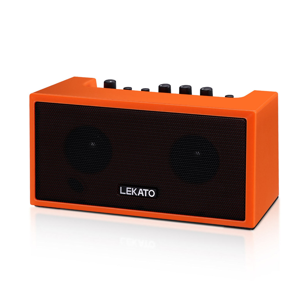 Lekato Mini Guitar Amp เครื่องขยายเสียงแบบชาร์จไฟได้ไฟฟ้า 5W Clean/Overdrive Bluetooth แบบพกพาสําหรั