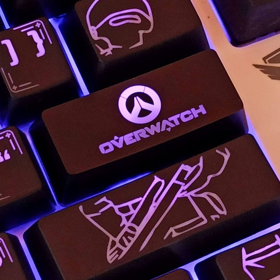 Abs Backlit Keycap ที่ไม่ซ้ํากันเข้า Key 2.25U R2 Overwatch สําหรับคีย์บอร์ดแบบกลไก HOWM