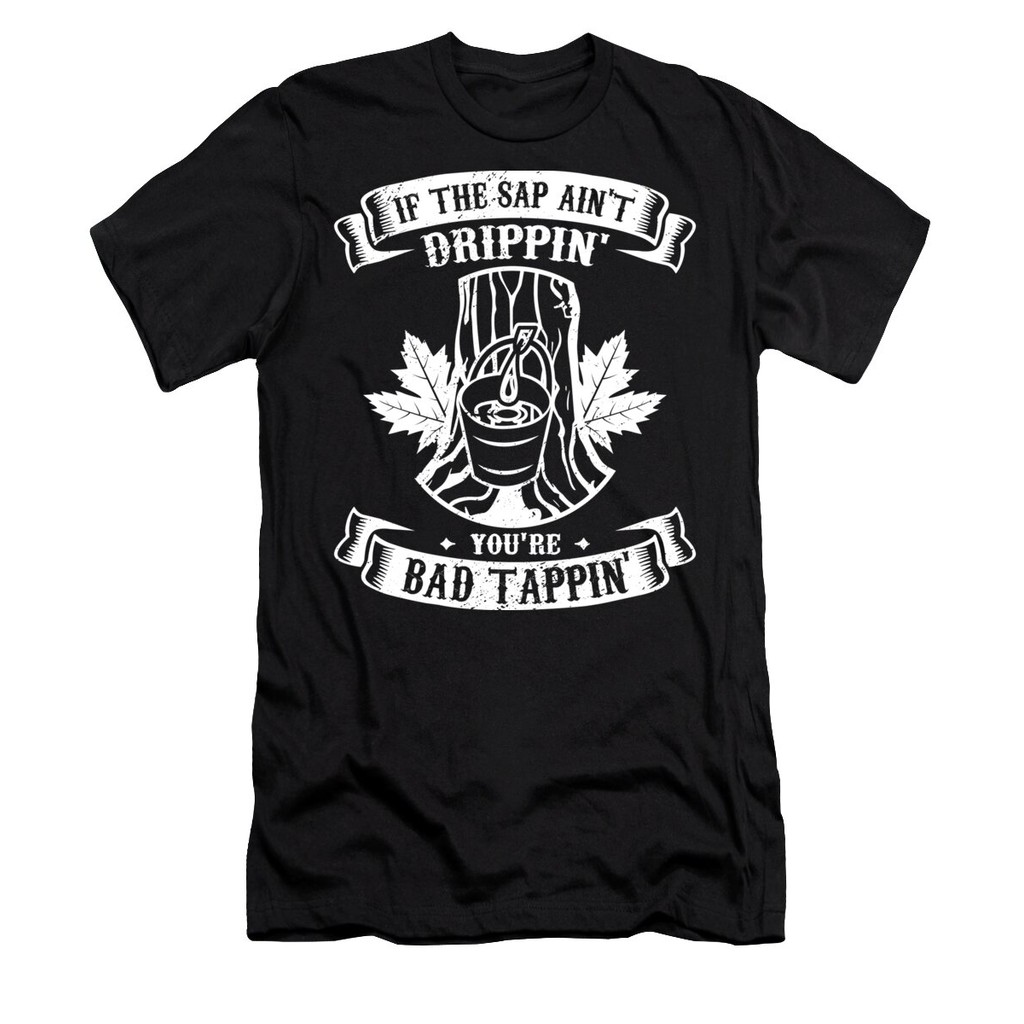 [จัดส่งทุกวัน]เสื้อยืด Vintage Funny Maple Syrup making Maple tapping T-Shirt แท้ Cotton 100% น่ารัก