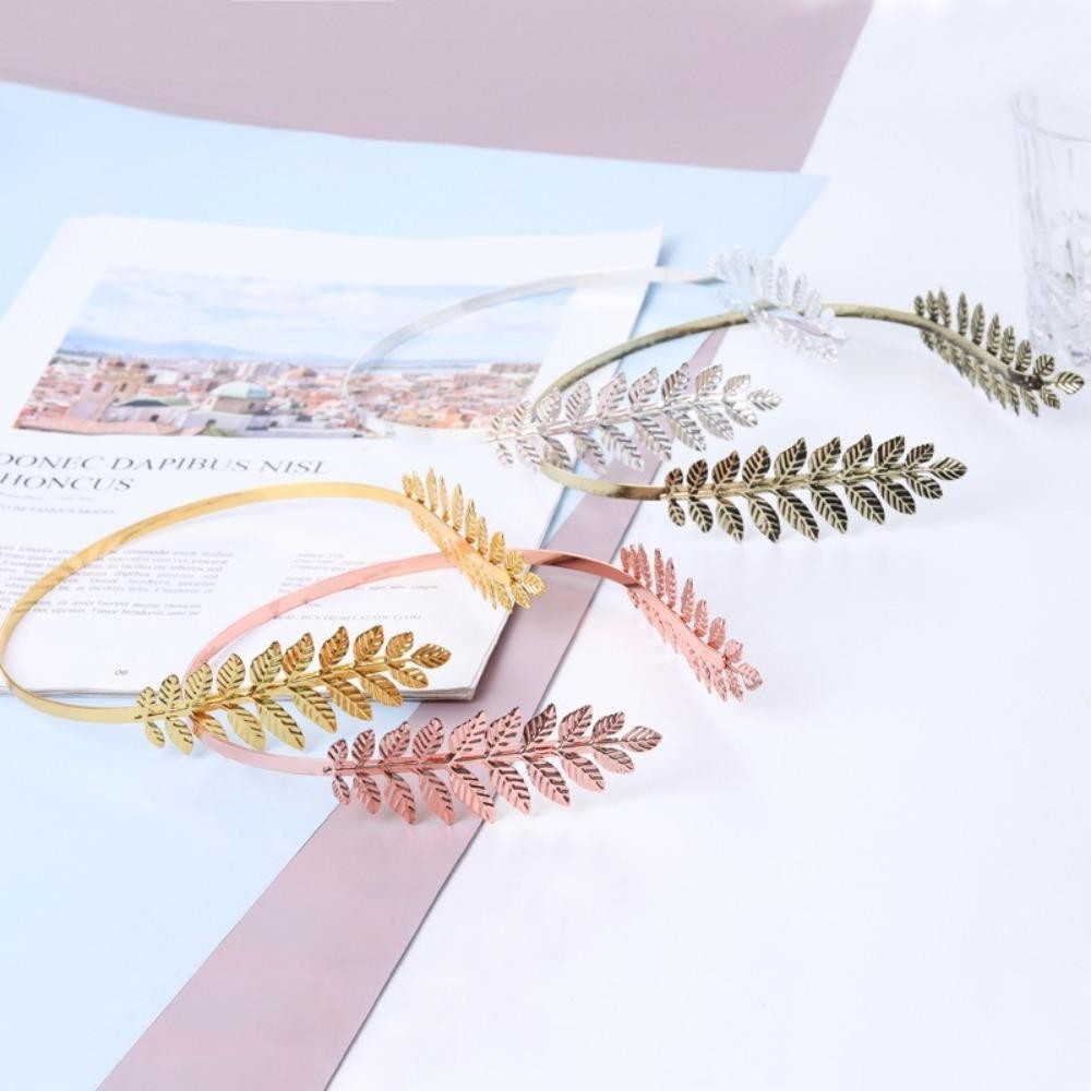 QINYUZ9 Headpieces งานแต่งงาน,ใบมะกอกอุปกรณ์เสริมผม Back-worn Leaf ที่คาดผมโลหะ,แฟชั่น Vintage Hair Band สําหรับผู้หญิง - รูปที่ 5