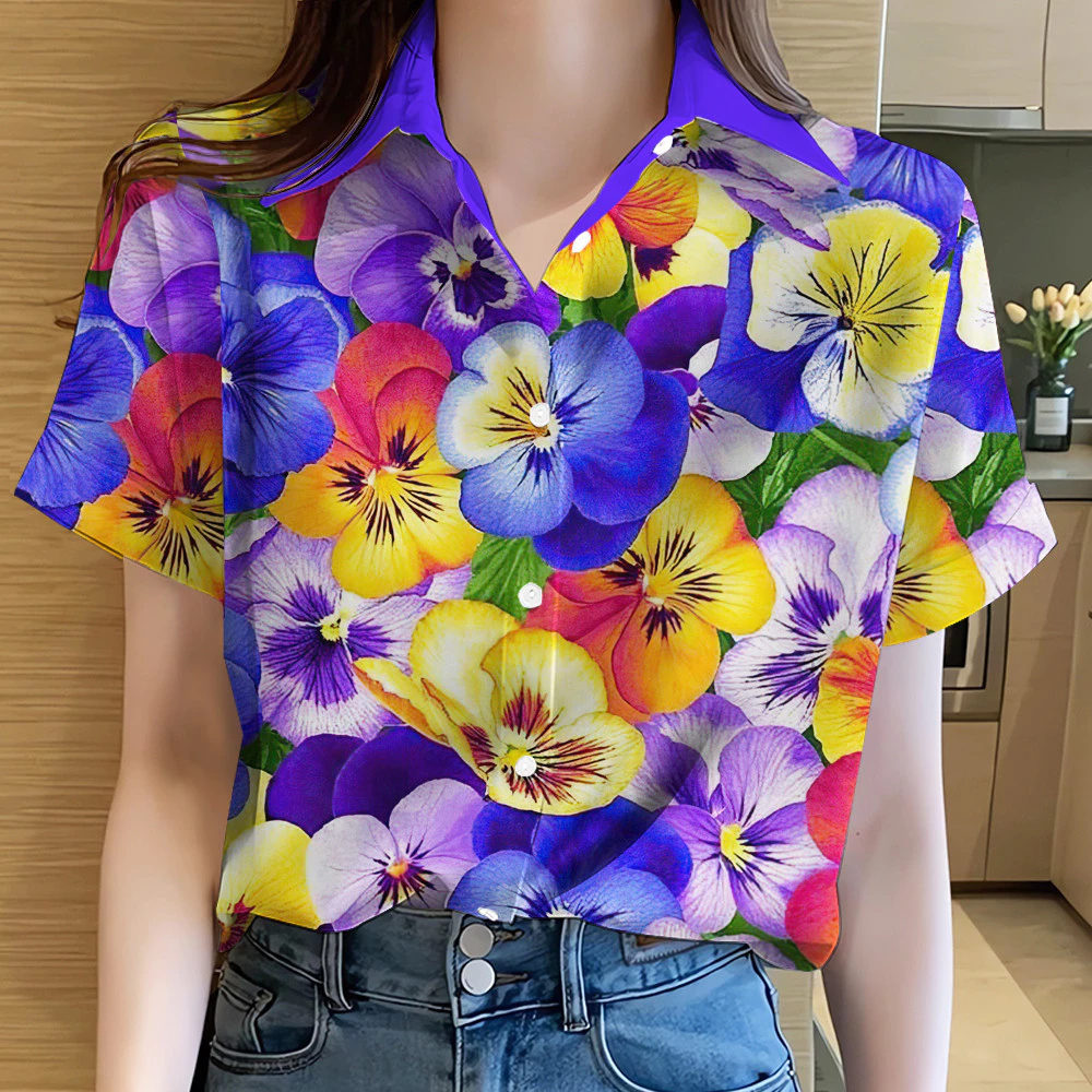 เสื้อสงกรานต์ 2568 ผู้หญิง ฮาวาย แขนสั้น ลายดอกไม้ thumbnail 6