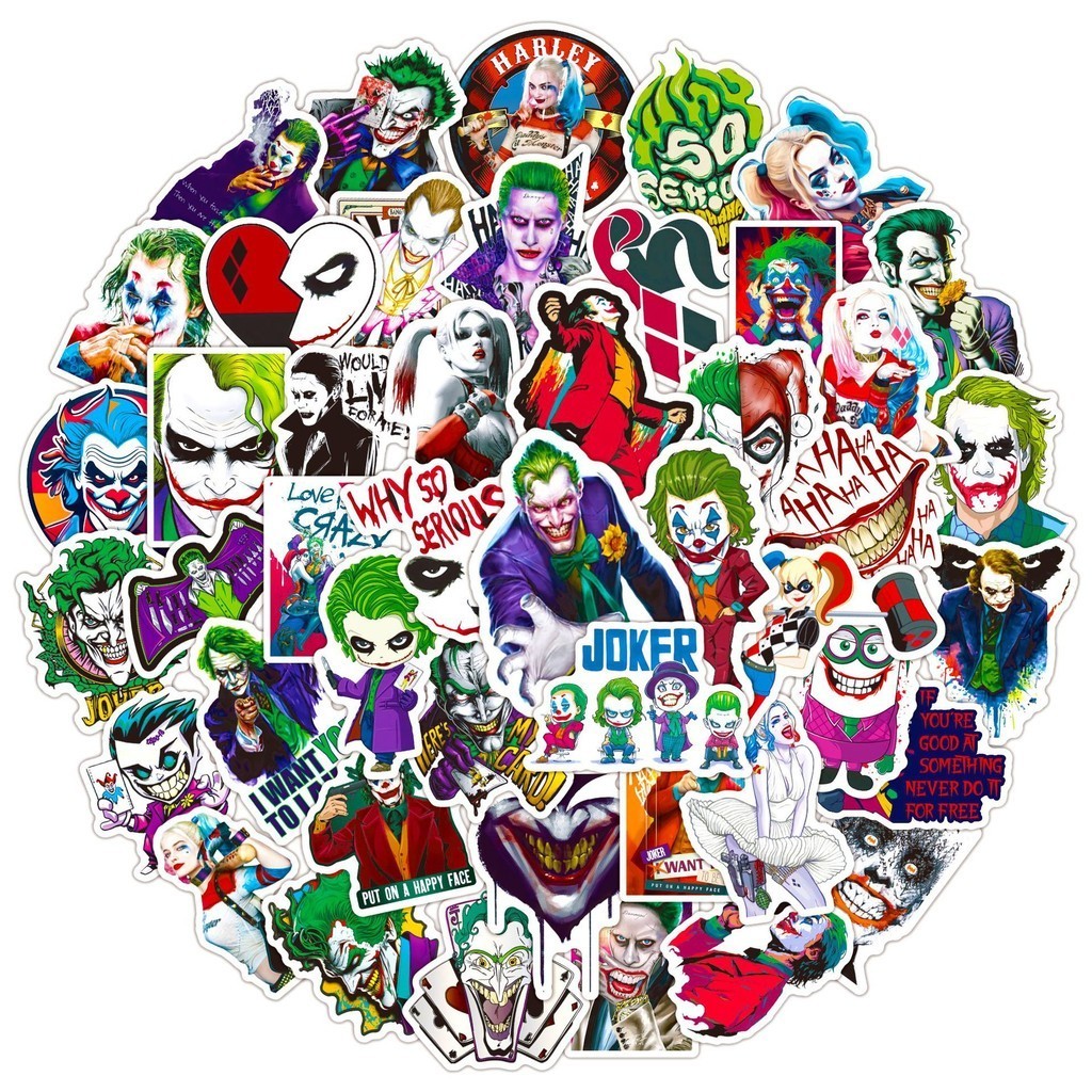 50Pcs/Set The Joker & Harley Quinn Series 01 Stickers DIY Fashion Waterproof Doodle Decal Stickers