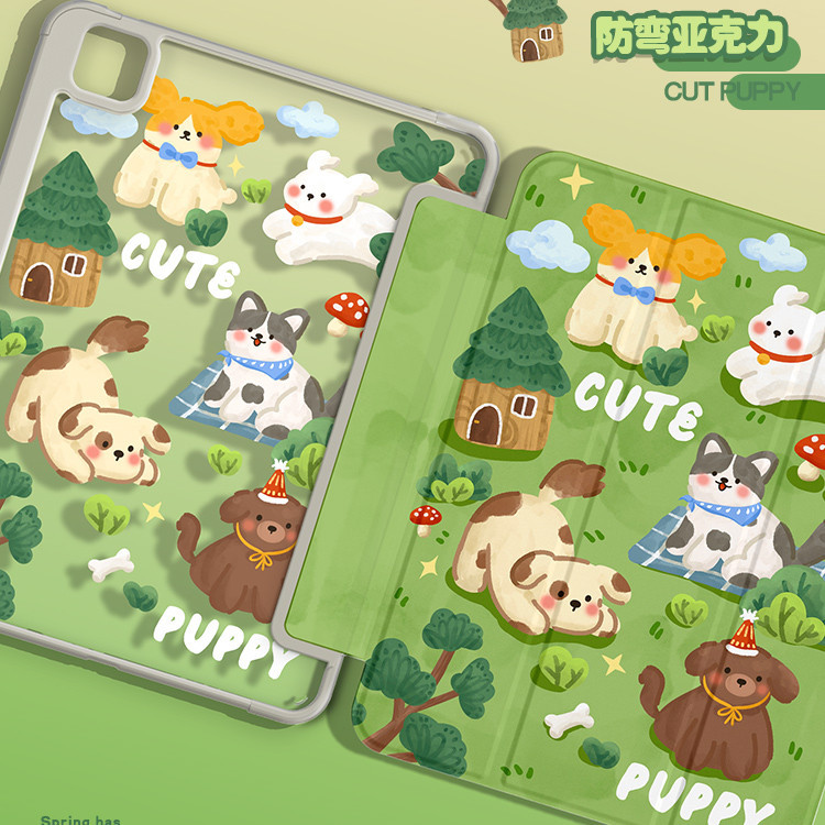 [iPad Air 5] เคสอะคริลิค ลายการ์ตูนสุนัข สองด้าน สําหรับ iPad pro11 gen 9 gen8 gen10 Air4 Air 3 mini 4 5