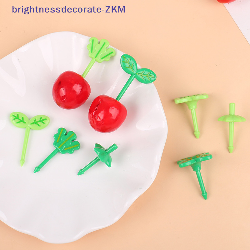 [Brightdecorate] ส้อมจิ้มผลไม้ รูปการ์ตูนใบไม้ ขนาดเล็ก สําหรับตกแต่งเค้ก ขนมหวาน อาหาร 8 ชิ้น