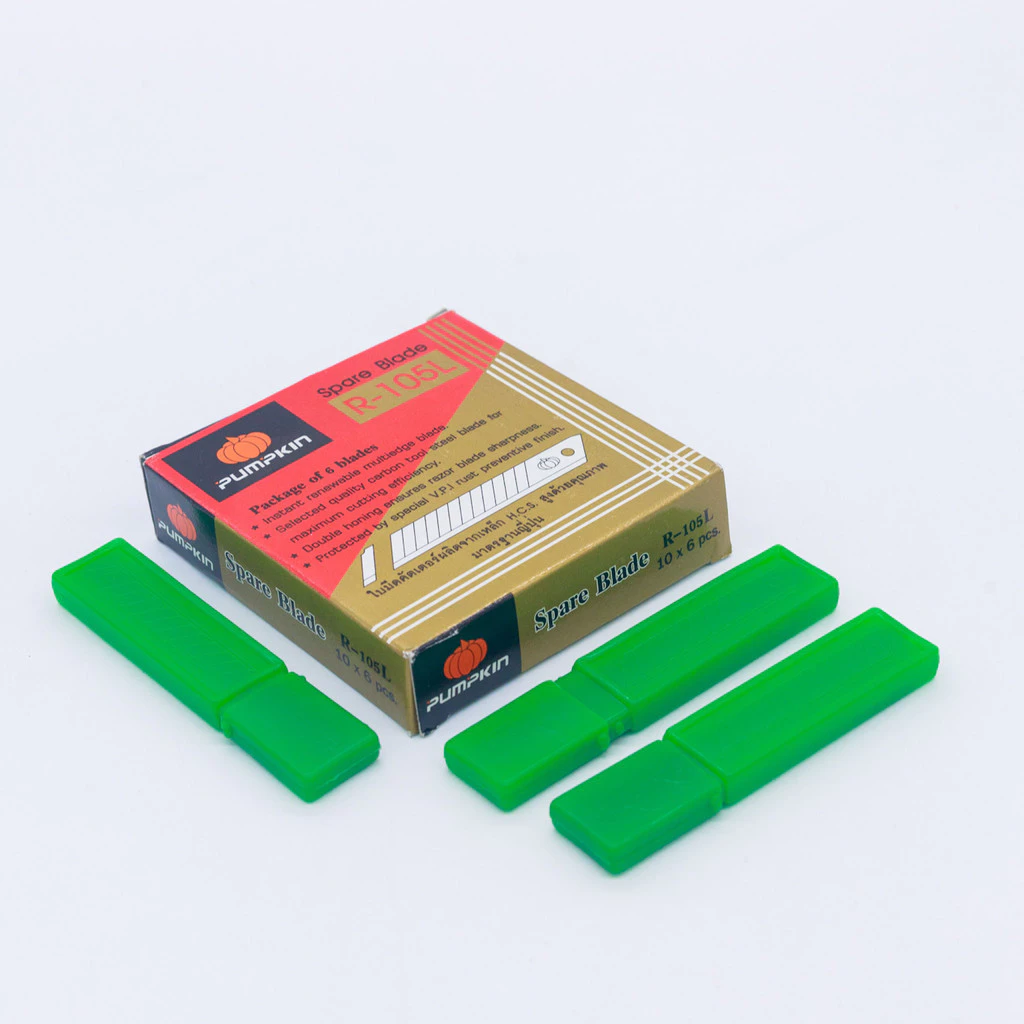 (1หลอด บรรจุ6ใบ) ใบมีดคัตเตอร์ใหญ่ Pumpkin ใบใหญ่ R-105L คมกริบ ทนทาน ไม่หักง่าย แข็ง ไม่บิดงอ