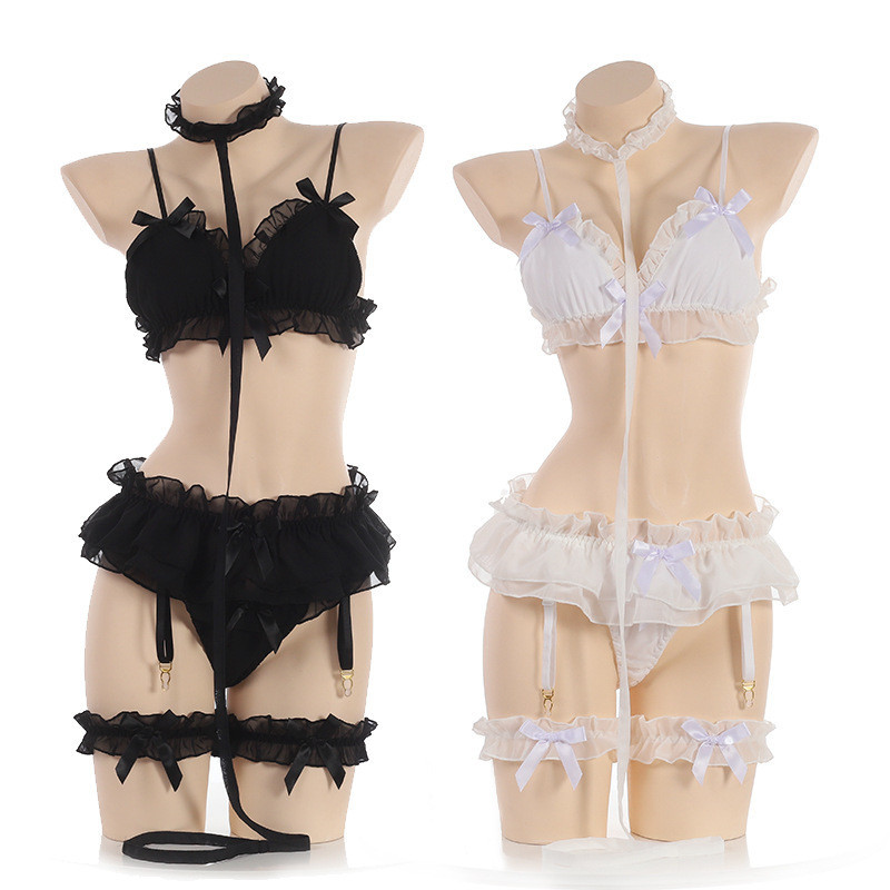 YJ Japanese Women Sex Lingerie Set Bdsm Clothing Lace Ruffle Sex Underwear Kawaii Costume Garter Mai