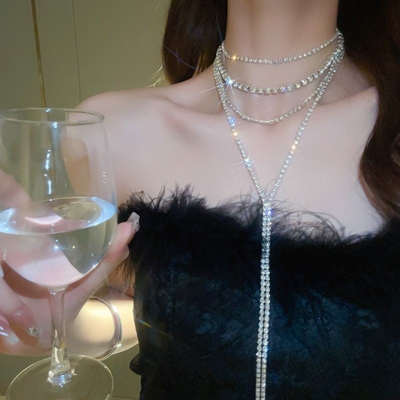 เครื่องประดับ สร้อยคอยาว ประดับเพทาย แต่งพู่ แต่งลูกไม้ หลายชั้น หรูหรา แฟชั่นเกาหลี สําหรับเด็กผู้หญิง - รูปที่ 6