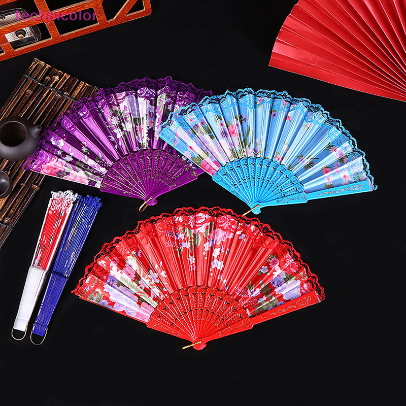[technicolor] ใหม่ พัดเต้นรํา แบบพับได้ สไตล์จีน ญี่ปุ่น คลาสสิก ของขวัญ สําหรับตกแต่งบ้าน
