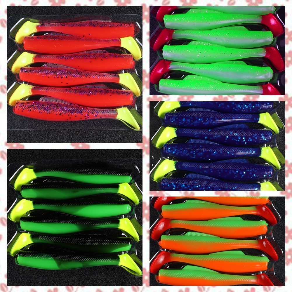 สีใหม่!! 6 ชิ้น/pkt TPR เหยื่ออ่อนลอย 8 ซม.5g ตกปลา Lure พลาสติกอ่อน Swimbait Z-MAN Minnow Z Paddle Tail เหยื่อหนอนนุ่ม