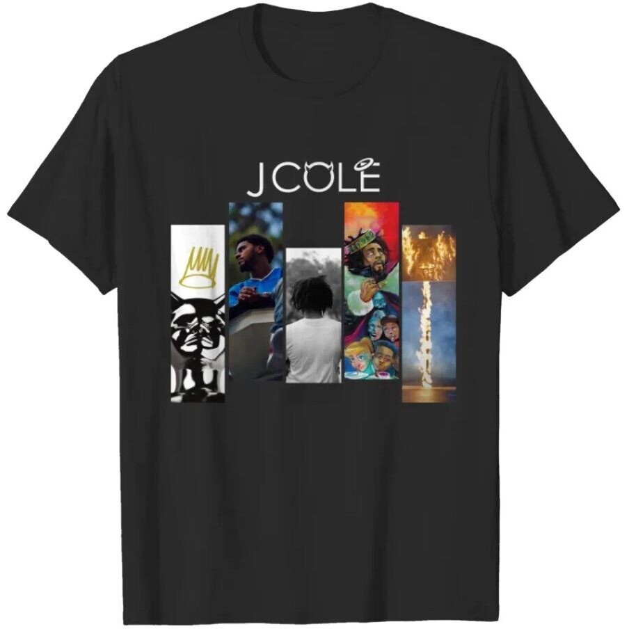 เสื้อยืด J Cole, เสื้อ J Cole วินเทจ, เสื้อยืดแขนสั้นผ้าฝ้ายสีดํา