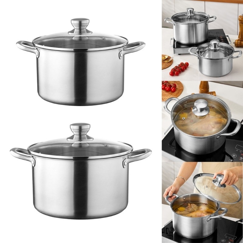 VIKK Cooking Pots ฝาปิดหม้อซุป Stockpots พร้อมฝาปิดเครื่องมือที่จําเป็นสําหรับทําอาหาร