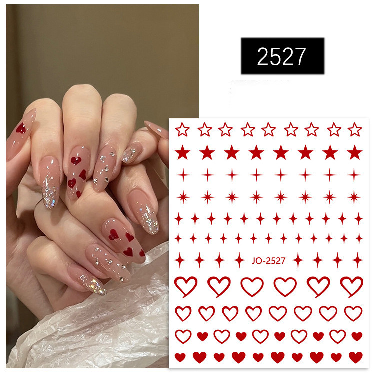 Love Heart Red Blossoms ผีเสื ้ อโบว ์ กาวติดเล ็ บ