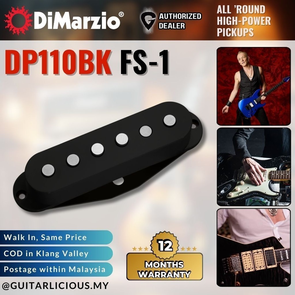 Dimarzio DP110BK FS-1 Electric Guitar Single-Coils Pickup - สีดํา ( FS1 / FS 1 / DP110-BK / DP110 BK / DP-110-BK / SSS )