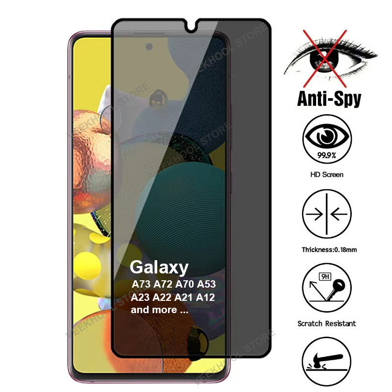 SAMSUNG 9H ผ้าไหมหน้าจอป้องกันการแอบดูกระจกนิรภัยSamsung Galaxy A04 A15 A06 A14 A16 A26 A36 A35 A24 A25 A34 A54 A05 A05s A55 A56 4G 5G