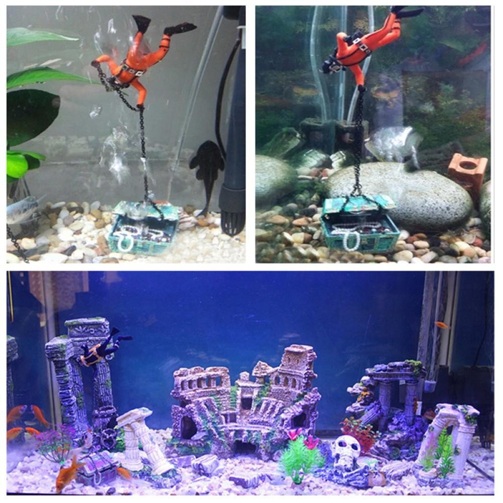 [ForeverYoung ] Resin Treasure Diver Fish Tank Decor Mini Submarine Ornament Aquarium ตกแต ่ งภูมิทัศน ์ ใต ้ น ้ ํา E5K7
