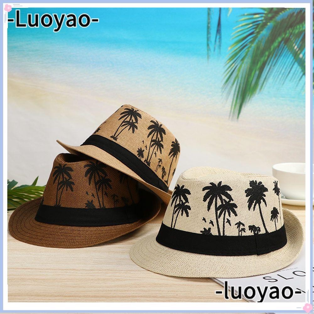 Luoyao หมวกชายหาดคู ่ หมวก Fedora หมวกกันแดด หมวกแจ ๊ ส