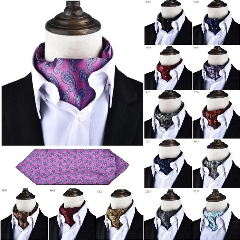 New Paisley ดอกไม้สีฟ้า Ascot Tie ผู้ชาย Cravat เนคไท Cashew Cravat คอ Tie งานแต่งงาน Ascot ผ้าพันคอ Cravat อย่างเป็นทางการชุด Corbatas