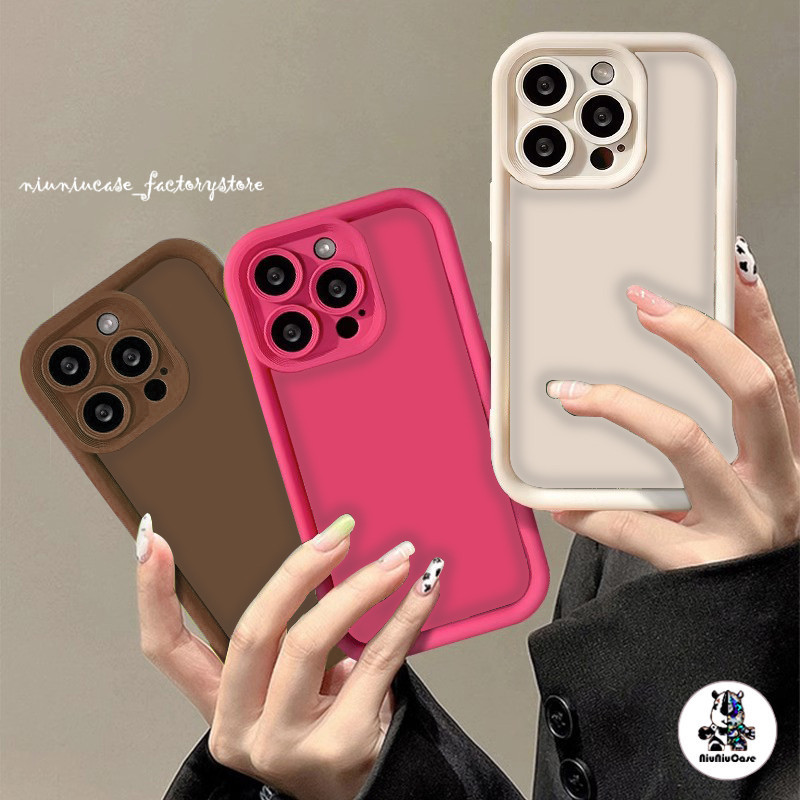 สีลูกกวาดซิลิโคนนุ่ม ไอโฟน11 เคส For iPhone12 13 14 15Pro MAX X XS XR XS 6 7 8Plus SE เคสโทรศัพท์ กันกระแทกป้องกันการตก