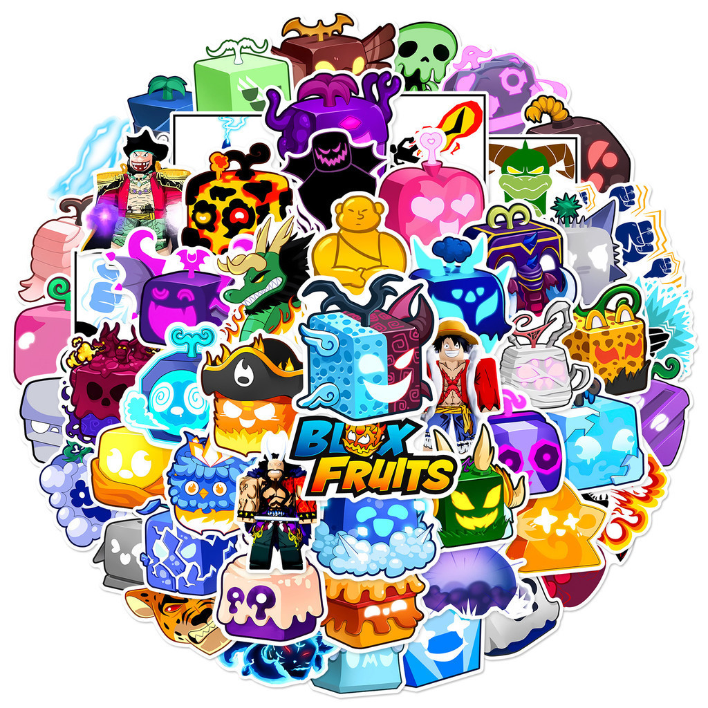 ชุดสติ๊กเกอร์ Blox Fruits เกมชุดสติกเกอร์กราฟฟิตีกันน้ำ, 60 แผ่น/ชุด