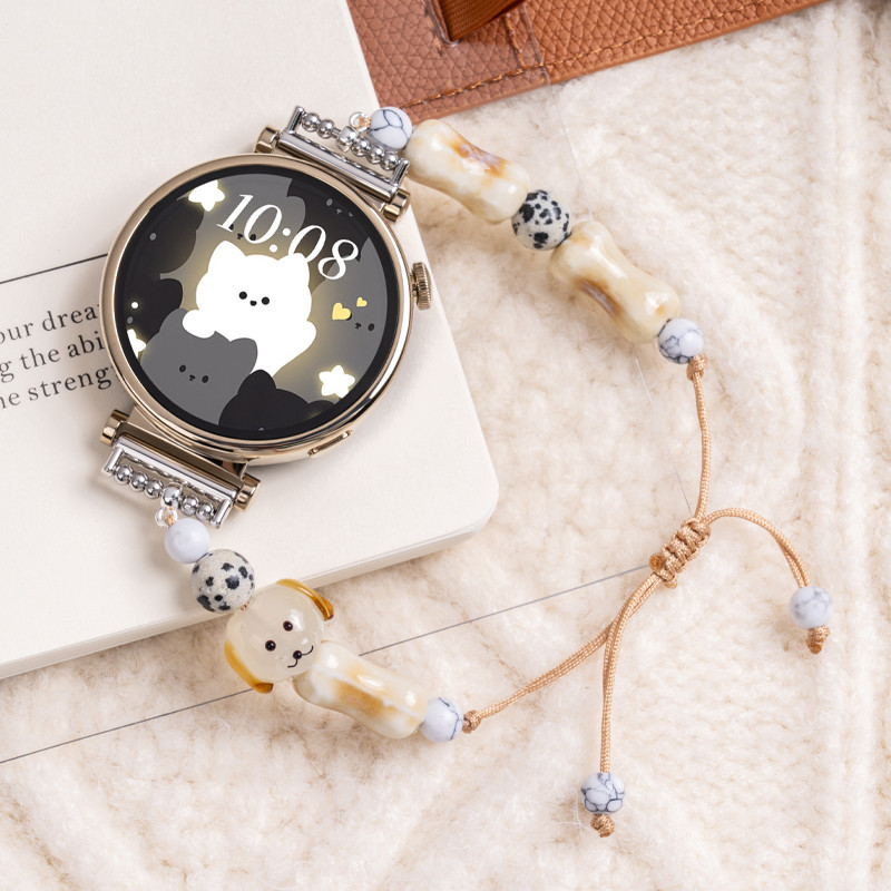น ่ ารักสีดําแมวสุนัขเชือกถักสําหรับนาฬิกา Maimo R สมาร ์ ท Watchband Maimo Flow นาฬิกาอุปกรณ ์ เสริม