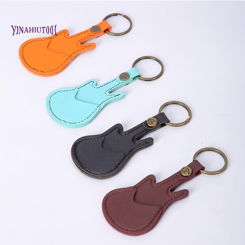 【 Yinahiut001 】Leather Guitar Picks Case Guitar Pick Holders with Keyring Guitar Plectrums Bag for Guitar Pick Bag Gift Light Blue High Guality ใช ้ งานง ่ าย