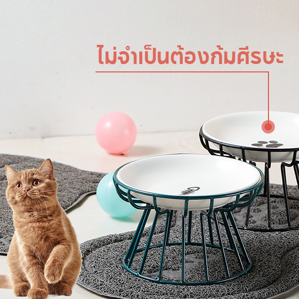 ชามแมวเซรามิก ป้องกันคอ สไตล์นอร์ดิก ป้องกันการพลิกคว่ํา สําหรับสัตว์เลี้ยง แมว ขนมขบเคี้ยว รูปที่ 3