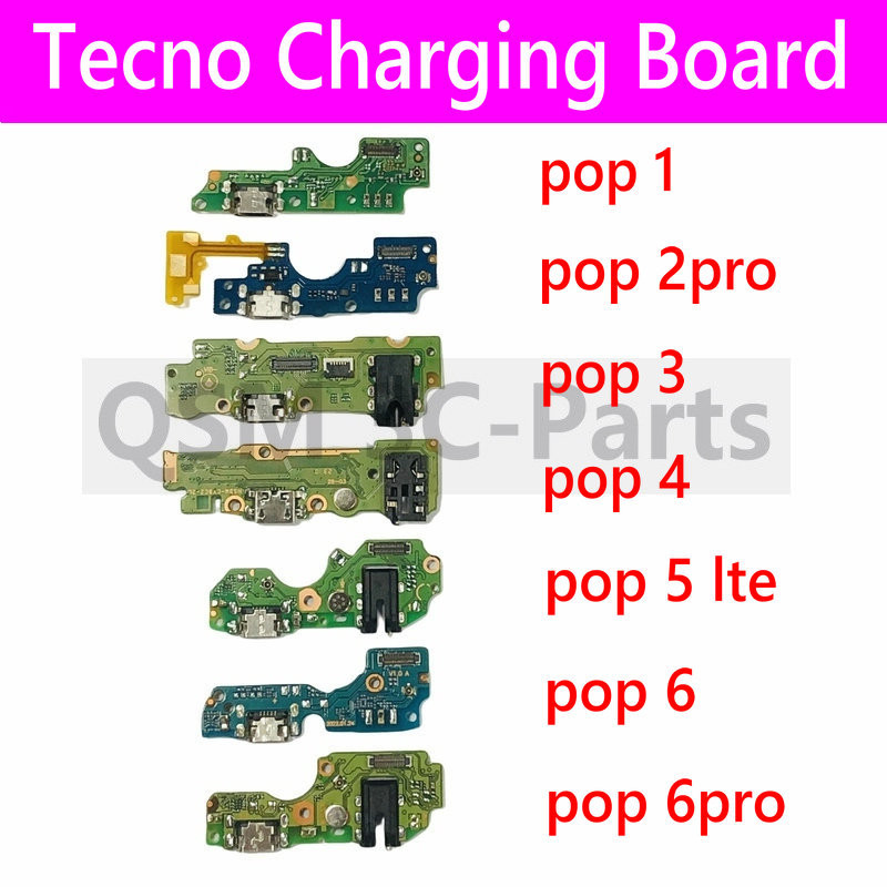 สําหรับ Tecno POP 1/2pro POP 3/4/5 5LTE POP 6/6pro USB Dock Charger พอร์ตปลั๊กไมโครโฟน Flex สายชาร์จบอร์ด