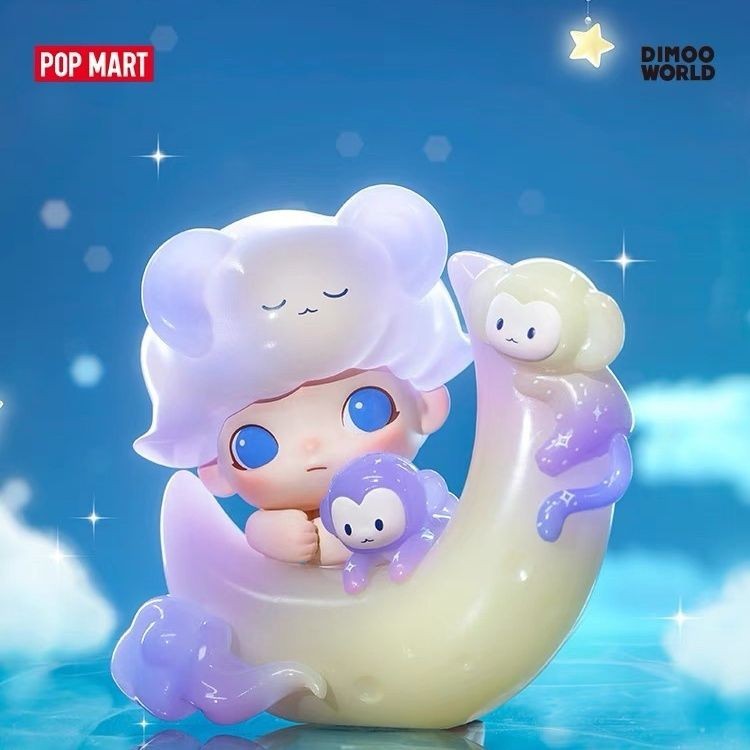 P POPMART DIMOO Animal Kingdom Series อินเทรนด์เล่นกล่องปริศนาเครื่องประดับของขวัญน่ารัก